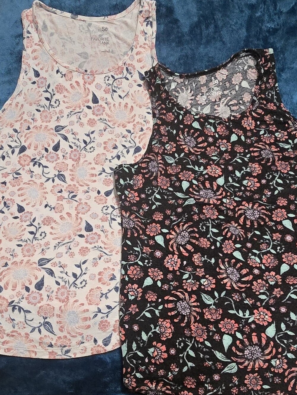 SO Floral Tank Tops — Pink & Black Pair